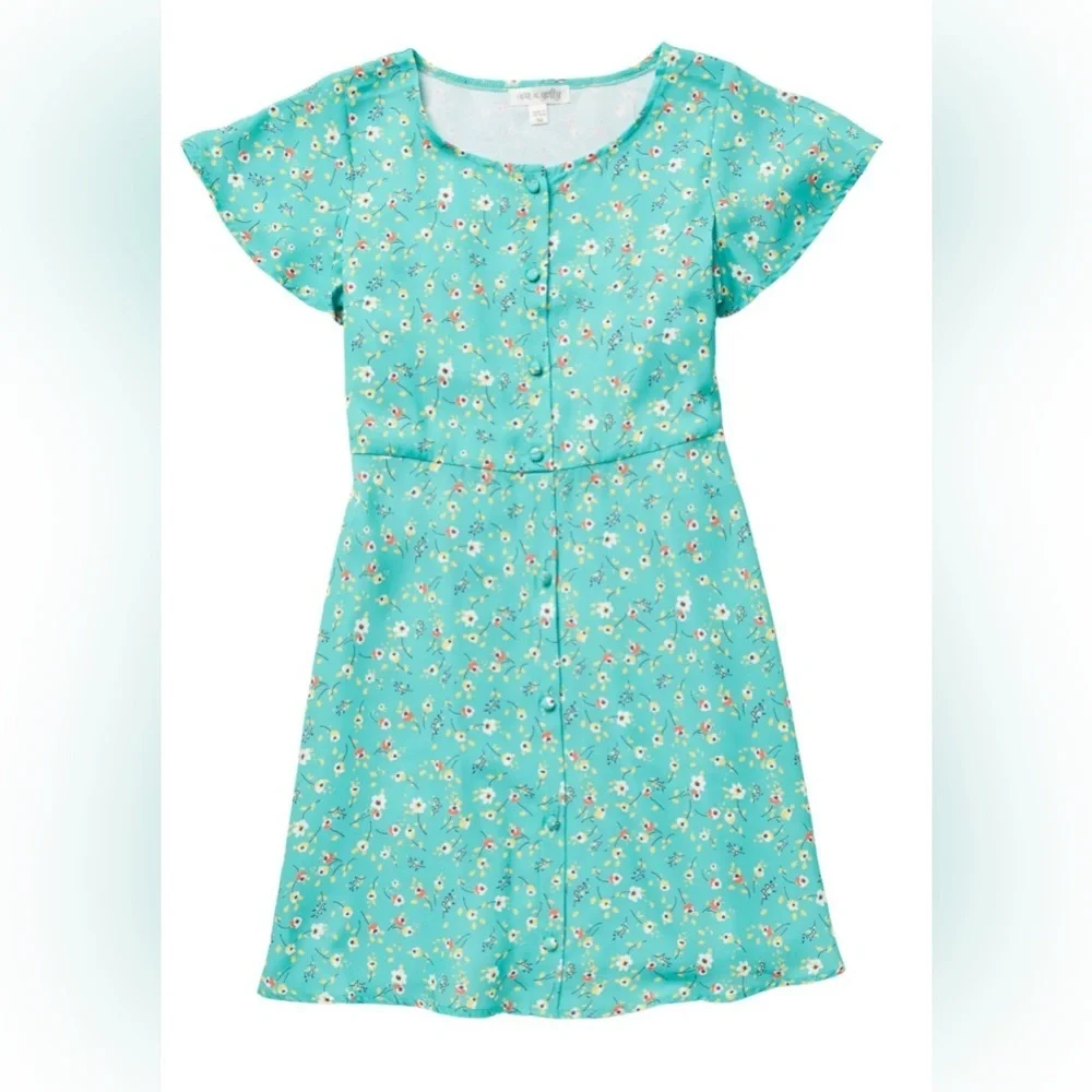 Ava And Yelly | Big Girls Printed Challis Kelly Green Dress | Size 16 | NWOT NEW